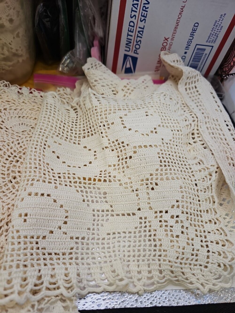 Doilies Lot Of  8 Openwork Off White Table Cover Crochet